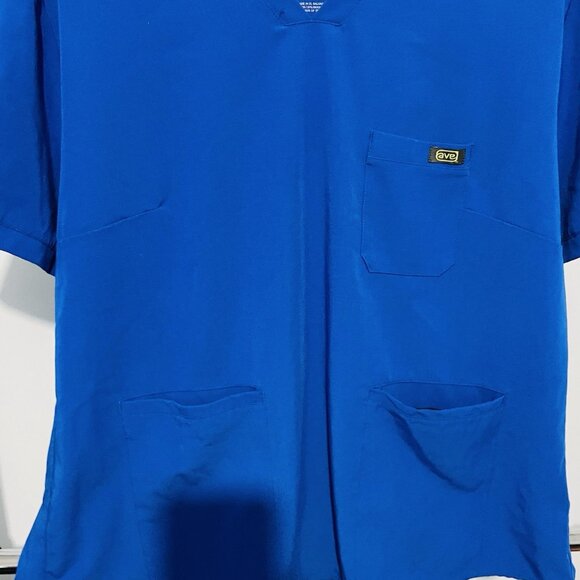 AVE Shirt Womens Size 2XL Blue Scrubs Top V-Neck Nurse Uniform Work Tech Pockets - Picture 5 of 8